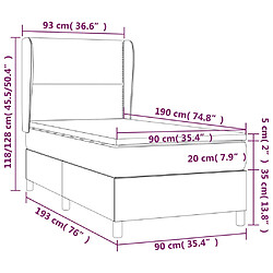 vidaXL Sommier à lattes de lit avec matelas Gris 90x190 cm Similicuir pas cher