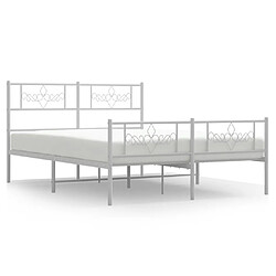 Maison Chic Lit adulte - Lit simple Cadre de lit métal avec tête de lit/pied de lit,Structure du lit Contemporain pour chambre blanc 140x200cm -MN68705