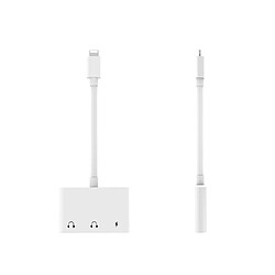 Justgreenbox Mini adaptateur double Lightning Splitter Convertisseur audio AUX avec prise casque 3,5 mm à deux ports - 3654657661427