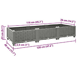 vidaXL Lit surélevé 120x40x23 cm Polypropylène pas cher