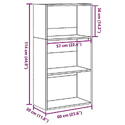 vidaXL Bibliothèque sonoma gris 60x30x114 cm bois d'ingénierie pas cher