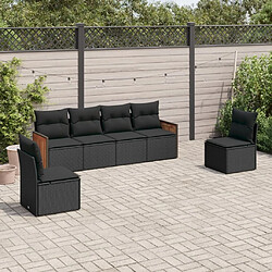 Maison Chic Salon de jardin 6 pcs avec coussins | Ensemble de Table et chaises | Mobilier d'Extérieur noir résine tressée -GKD17681