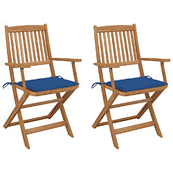 vidaXL Chaises pliables de jardin lot de 2 avec coussins Bois d'acacia