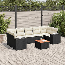 Maison Chic Salon de jardin 8 pcs avec coussins | Ensemble de Table et chaises | Mobilier d'Extérieur noir résine tressée -GKD47391