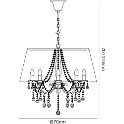 Avis Luminaire Center Suspension Olivia avec Abat jour noir 8 Ampoules chrome poli/cristal