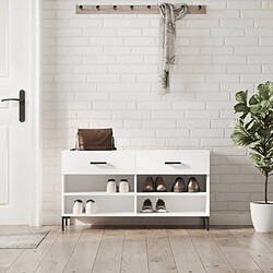 Maison Chic Banc à chaussures | Meuble de rangement à chaussures Meuble d'Entrée blanc 102x35x55 cm bois d'ingénierie -MN36255