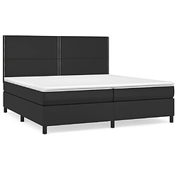 vidaXL Sommier à lattes de lit avec matelas Noir 200x200 cm Similicuir