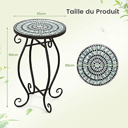 Acheter Helloshop26 Table d'appoint ronde de jardin avec plateau mosaïque en carreaux de céramique table basse d'extérieur pour balcon piscine noir 20_0009369