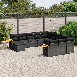 Maison Chic Salon de jardin 11 pcs avec coussins, Ensemble Tables et chaises d'extérieur noir résine tressée -GKD909040