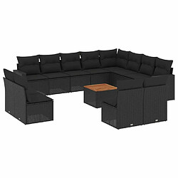 Maison Chic Salon de jardin avec coussins 13 pcs, Ensemble Tables et chaises de jardin, noir résine tressée -GKD355123