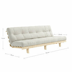 Acheter Inside 75 Banquette convertible futon LEAN pin coloris naturel couchage 130x190 cm.