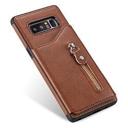 Wewoo Housse Coque Pour Galaxy Note 8 étui de protection antichoc à double boucle de couleur unie solide brun pas cher