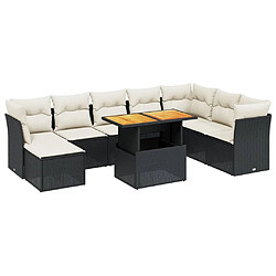 Maison Chic Ensemble Tables et chaises d'extérieur 9 pcs avec coussins,Salon de jardin noir résine tressée -GKD798207