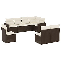 vidaXL Salon de jardin 8 pcs avec coussins marron résine tressée