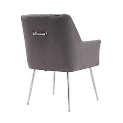 Vivenla Lot de 2 chaises de salle à manger design revêtement en velours gris foncé et piètement en acier inoxydable argenté collection TOLEDO pas cher