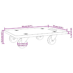 vidaXL Chariots de transport 2 pcs rectangulaire 50x35x11,5 cm 250 kg pas cher