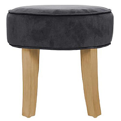 Tabouret rond en pin et polyester coloris gris foncé - Dim : L.35 x l.35 x H.35 cm -PEGANE-