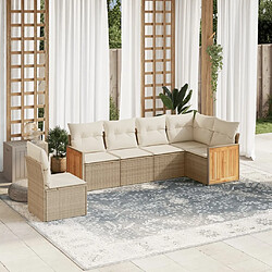 vidaXL Salon de jardin avec coussins 6 pcs beige résine tressée