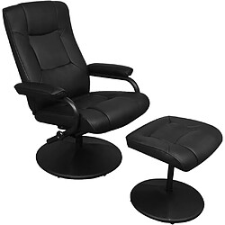 vidaXL Fauteuil TV avec repose-pied Noir Similicuir