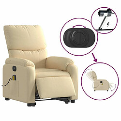 Maison Chic Fauteuil Relax pour salon, Fauteuil inclinable de massage électrique Crème Tissu -GKD67214 pas cher