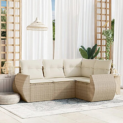 Maison Chic Salon de jardin avec coussins 4 pcs | Ensemble de Table et chaises | Mobilier d'Extérieur beige résine tressée -GKD29543