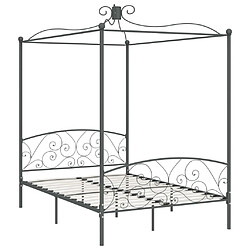 Maison Chic Lit adulte - Cadre de lit à baldaquin,Structure du lit Contemporain Gris Métal 140 x 200 cm -MN67096