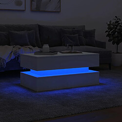 Maison Chic Table basse pour salon | Table à café avec lumières LED blanc 90x50x40 cm -GKD68770 pas cher