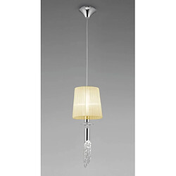 Luminaire Center Suspension Tiffany 1+1 Ampoule E27+G9, chrome poli avec Abat jour crème & cristal transaparent