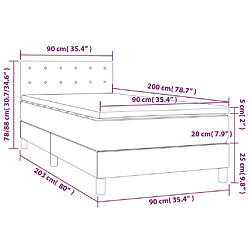 vidaXL Sommier à lattes de lit avec matelas Crème 90x200 cm Tissu pas cher