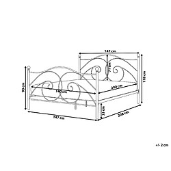 Avis Beliani Lit double en métal noir 140 x 200 cm DINARD