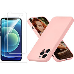 Coque Silicone Couleur Rose + 2 Verres Trempes Pour iPhone 12 Pro Max Little Boutik®