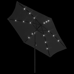 Acheter vidaXL Parasol d'extérieur avec lumières LED et mât en acier Noir