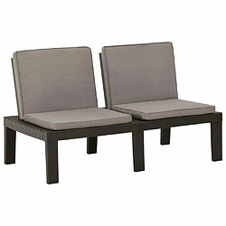 Maison Chic Banc de salon de jardin avec coussin | Banc d'extérieur Plastique Gris -GKD58063