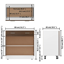 vidaXL Armoire de plancher à tiroir Chêne marron 80x46x81,5 cm pas cher