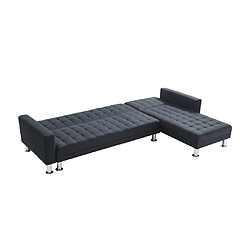 Vente-Unique Canapé d'angle convertible et réversible en tissu noir WILLIS II pas cher