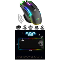 Spirit of Gamer Souris Sans fil 2.4ghz 4800DPI M70 8 BOUTONS RGB rechargeable + Tapis de souris GAMER RGB LED HUB 4 PORTS 12 Modes RGB GAMING