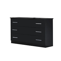 Dansmamaison Commode 3 tiroirs Laqué Noir Brillant - AREZZO