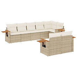 vidaXL Salon de jardin avec coussins 8 pcs beige résine tressée