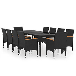 vidaXL Ensemble à dîner de jardin 11 pcs Résine tressée Noir