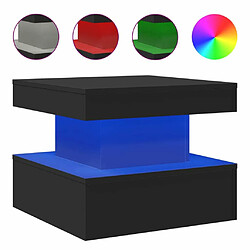 Maison Chic Table basse pour salon | Table à café avec lumières LED noir 50x50x40 cm -GKD13554