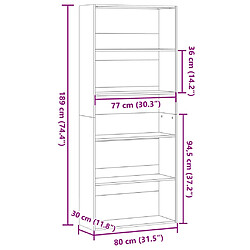 vidaXL Bibliothèque blanc 80x30x189 cm bois d'ingénierie pas cher