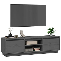 Avis vidaXL Meuble TV Gris 140x35x40 cm Bois de pin massif