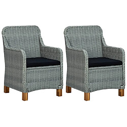 Maison Chic Lot de 2 Chaises de jardin,Fauteuil d'extérieur avec coussins Résine tressée Gris clair -MN65548