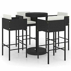 Maison Chic Ensemble de bar de jardin 5 pcs et coussins,Table + chaises + coussins de jardin Résine tressée Noir -GKD842241