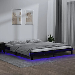 vidaXL Cadre de lit à LED sans matelas noir 150x200 cm bois massif 