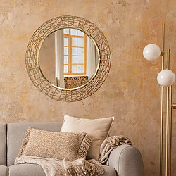 Miroir doré rond en métal mural décoratif design Caracas Ø 80 cm WOMO-DESIGN®