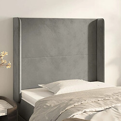 Maison Chic Tête de lit scandinave avec oreilles,meuble de chambre Gris clair 83x16x118/128 cm Velours -MN14004