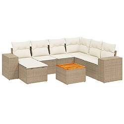 vidaXL Salon de jardin avec coussins 8 pcs beige résine tressée