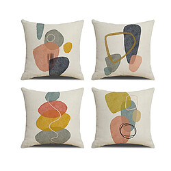 P44 4pcs 45 * 45cm abstrait motif géométrique de linge de linge de linge de coussin de coussin de coussin à la maison décoration