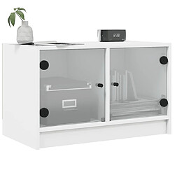 Avis vidaXL Meuble TV avec portes en verre blanc 68x37x42 cm